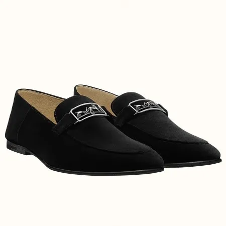 Hermes Men’s Tenor Loafers In Black Suede Calfskin – HM015