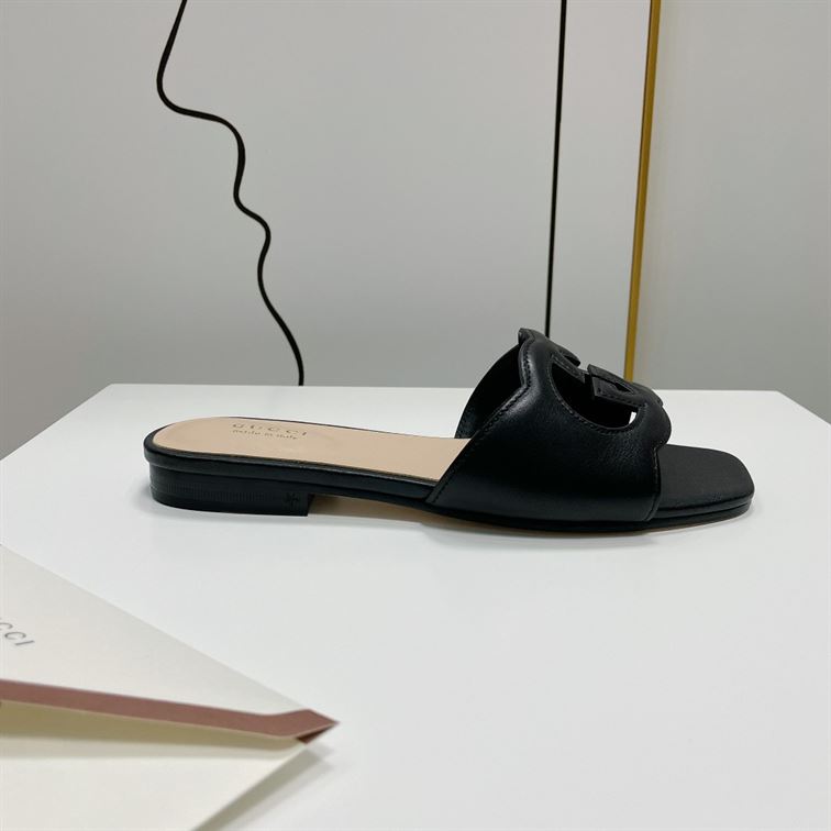 GUCCI WOMEN’S INTERLOCKING G CUT-OUT SLIDE SANDAL – GSL012