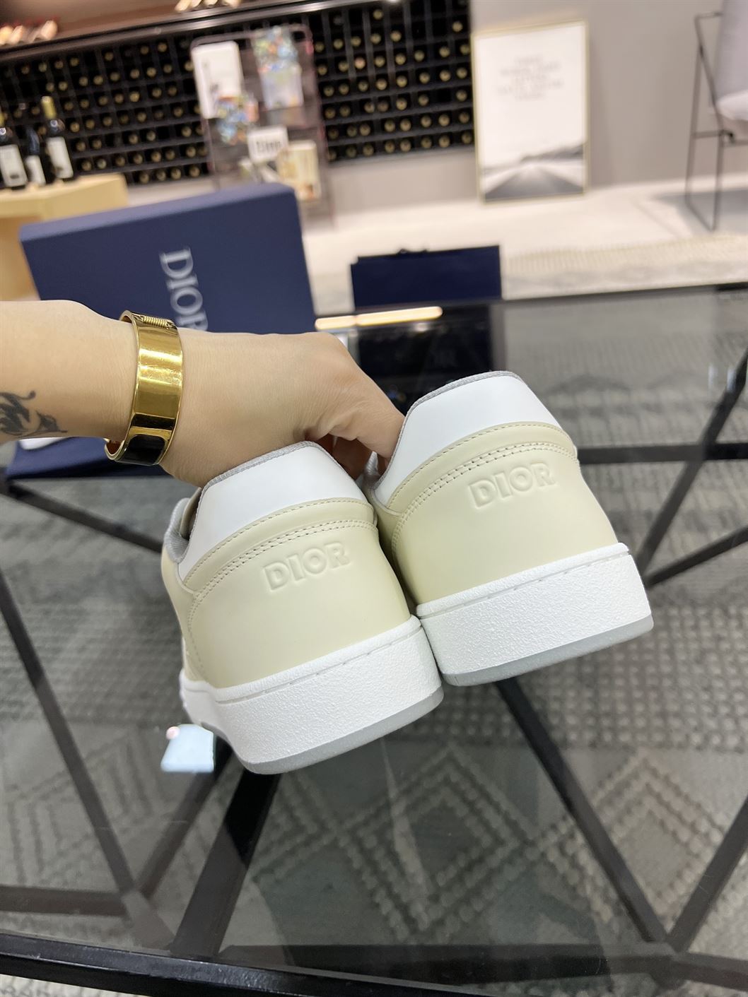 DIOR B27 LOW-TOP CREAM WHITE OBLIQUE – DO011