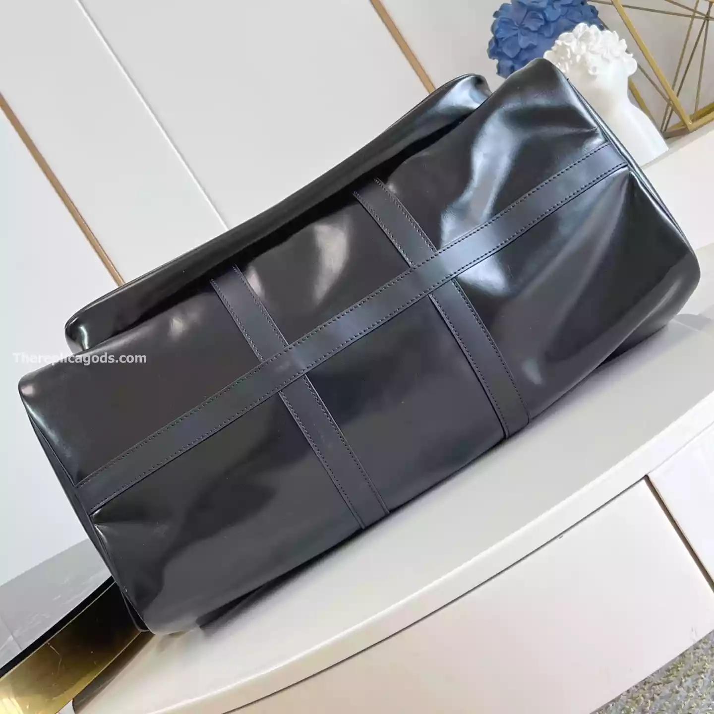 KEEPALL CARGO BANDOULIERE 50 BAG BLACK CALF LEATHER – LW308