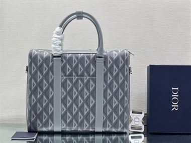 DIOR LINGOT BRIEFCASE BLACK CD DIAMOND CANVAS AND SMOOTH CALFSKIN – DIO033