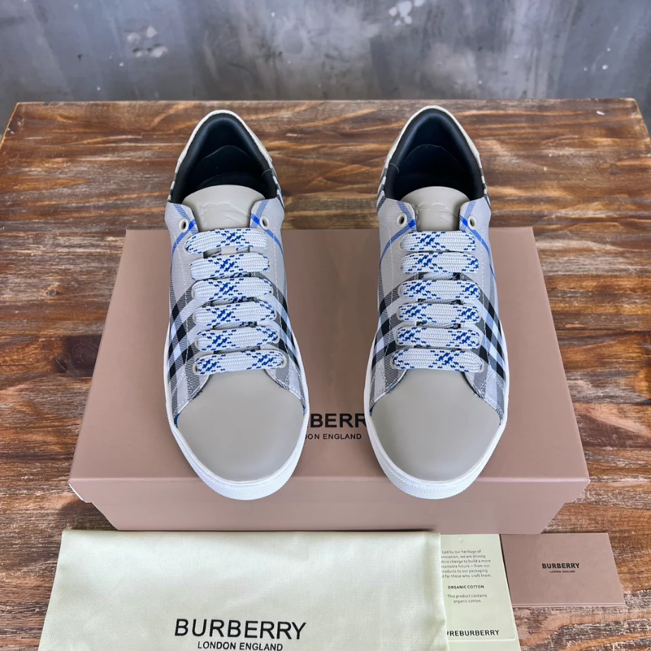BURBERRY CHECK AND LEATHER SNEAKERS – BBR072
