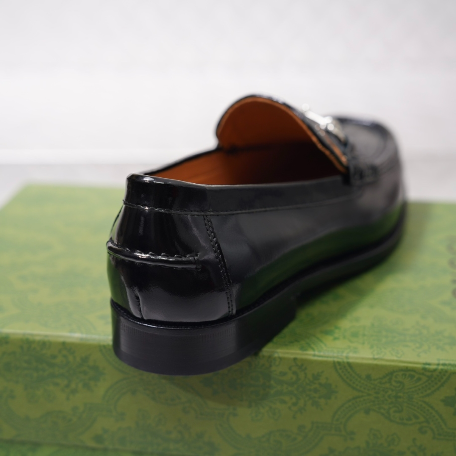 GUCCI LEATHER BLACK GC LOGO HORSEBIT LOAFER – GL055