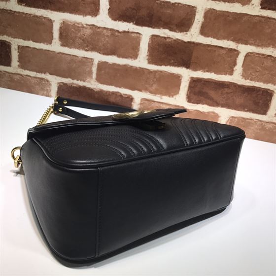 GUCCI GG MARMONT SMALL TOP HANDLE BAG IN BLACK LEATHER – GB50