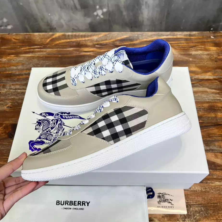BURBERRY LEATHER AND CHECK TERRACE SNEAKERS – BBR081