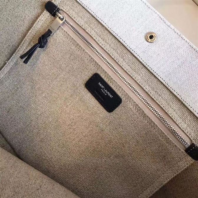 YSL RIVE GAUCHE CANVAS TOTE WHITE BEIGE BAG – YB026