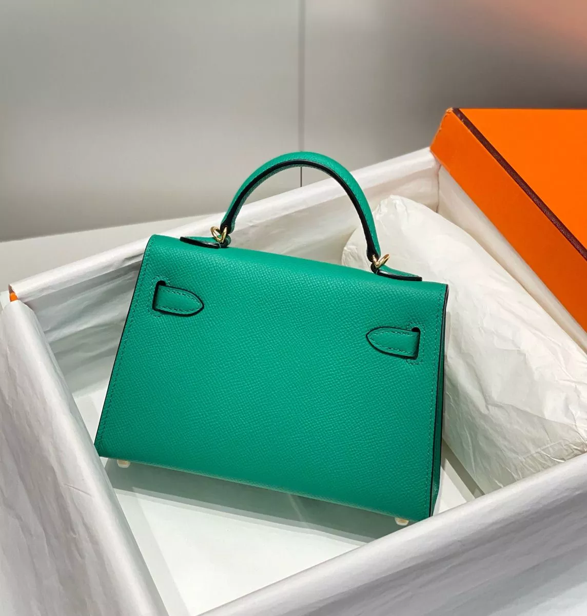 Hermes Kelly Mini II Bag In Vert Jade Epsom Leather GHW – HW115