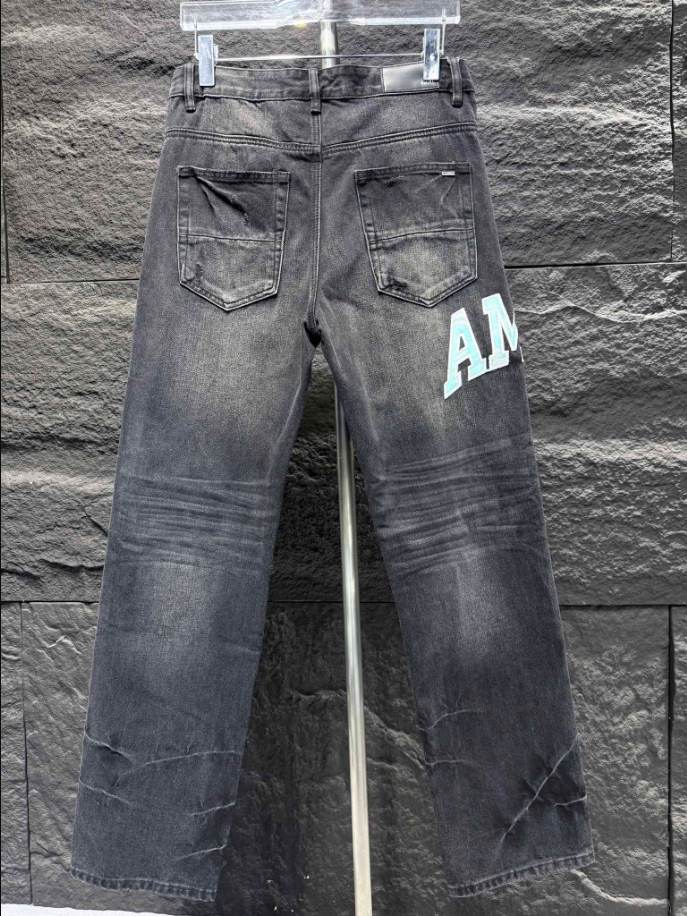 Amiri Men Ripp Blue Patch-Detail Jeans – AMIJ020