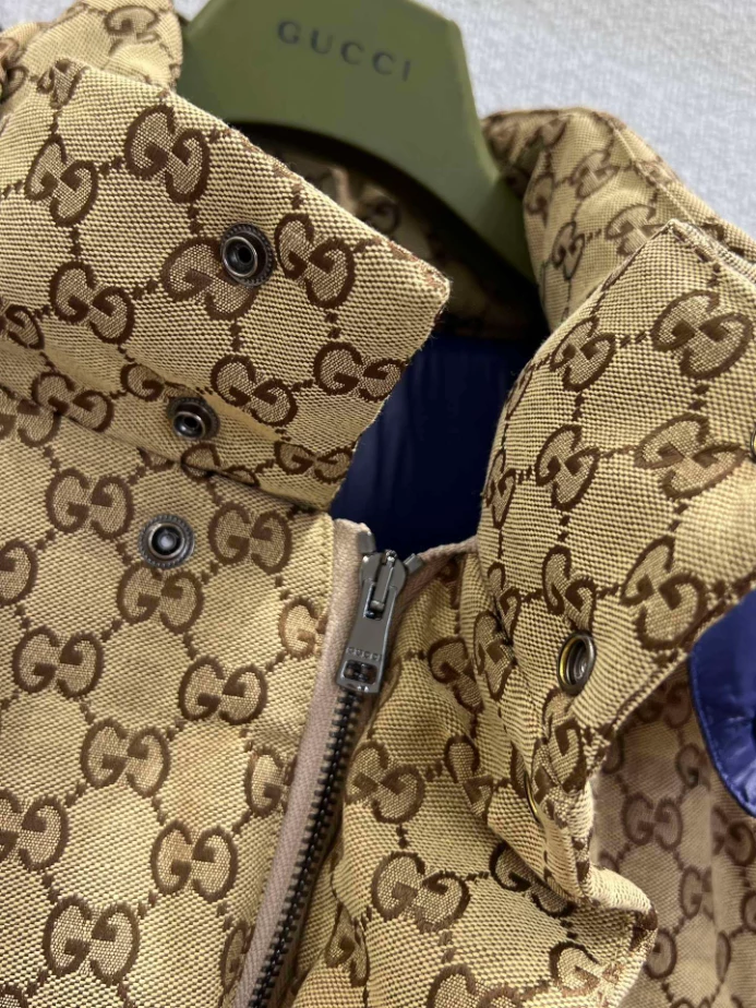 GG Canvas Down Jacket in Camel and Dark Brown – GCJ056