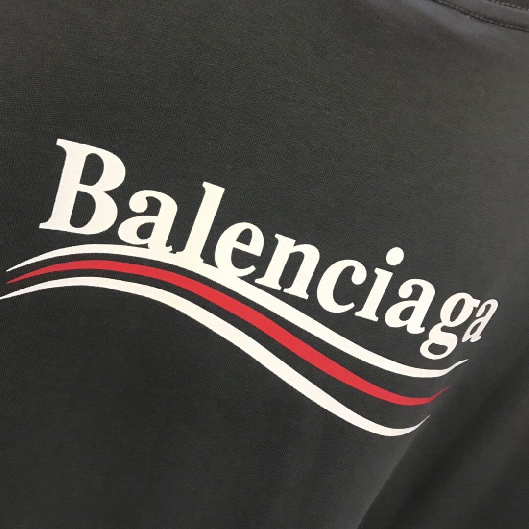 BALENCIAGA MEN’S POLITICAL CAMPAIGN T-SHIRT LARGE FIT IN GREY – BAS019