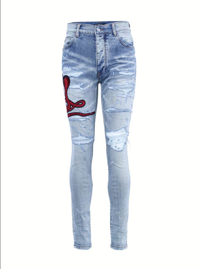 Amiri Red Snake Archival Rip Jeans – AMIJ047
