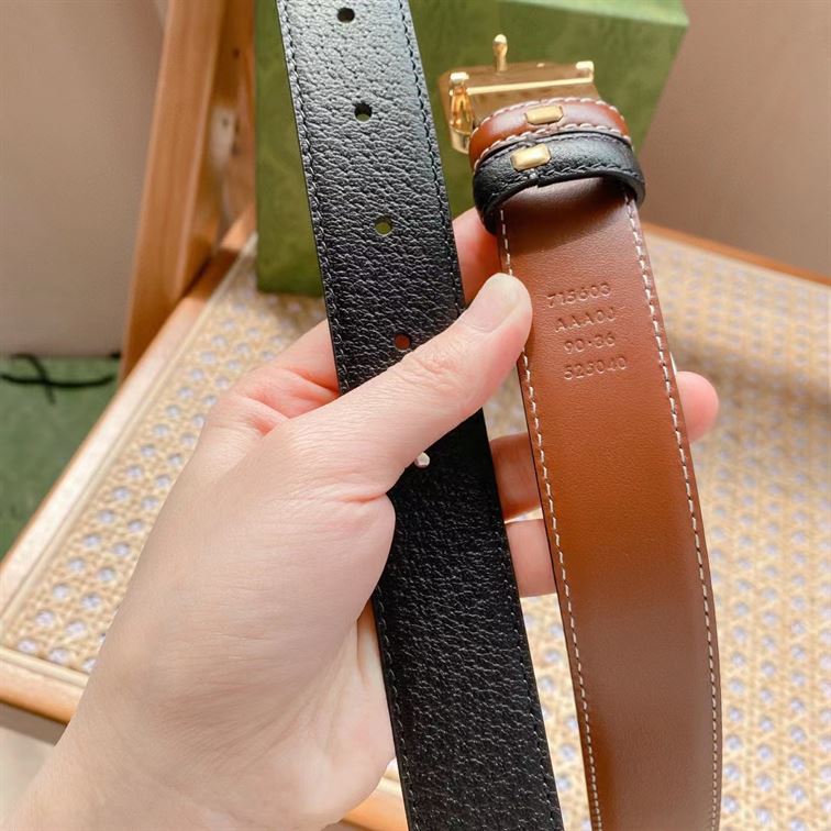 GUCCI REVERSIBLE BELT WITH SQUARED INTERLOCKING G – GB021