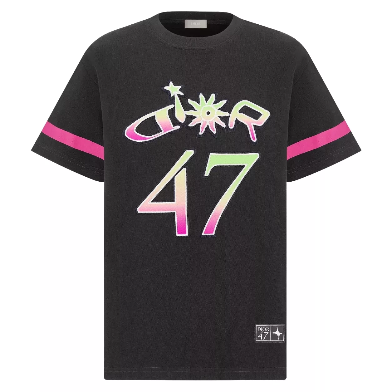 DIOR AND LEWIS HAMILTON T-SHIRT RELAXED FIT BLACK SLUB COTTON JERSEY – DOT027