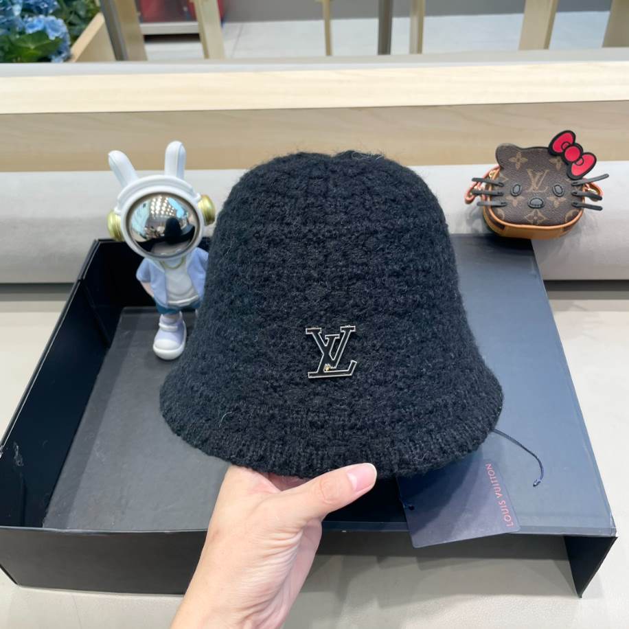 Louis Vuitton Bucket Logo LV Black Hats – LVC007