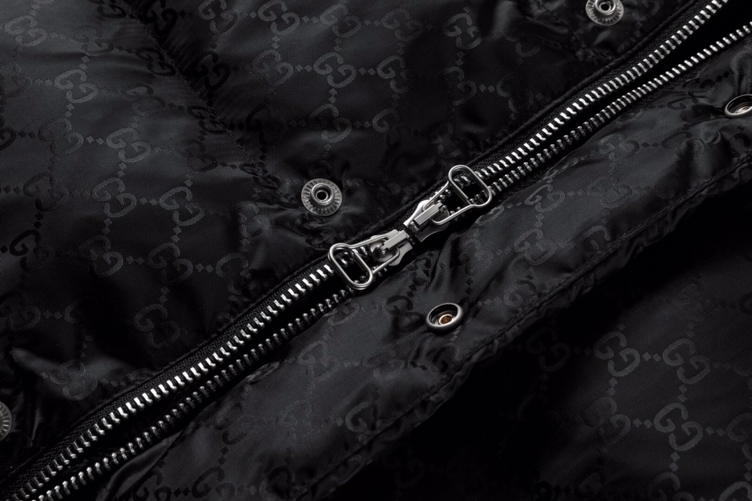 GUCCI Nylon Jacquard With Web Black Coat – GCJ048