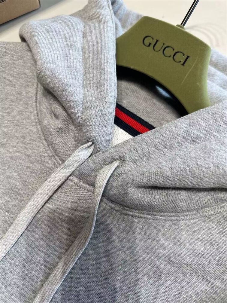 GUCCI COTTON JERSEY HOODED SWEATSHIRT GRAY – GCK029