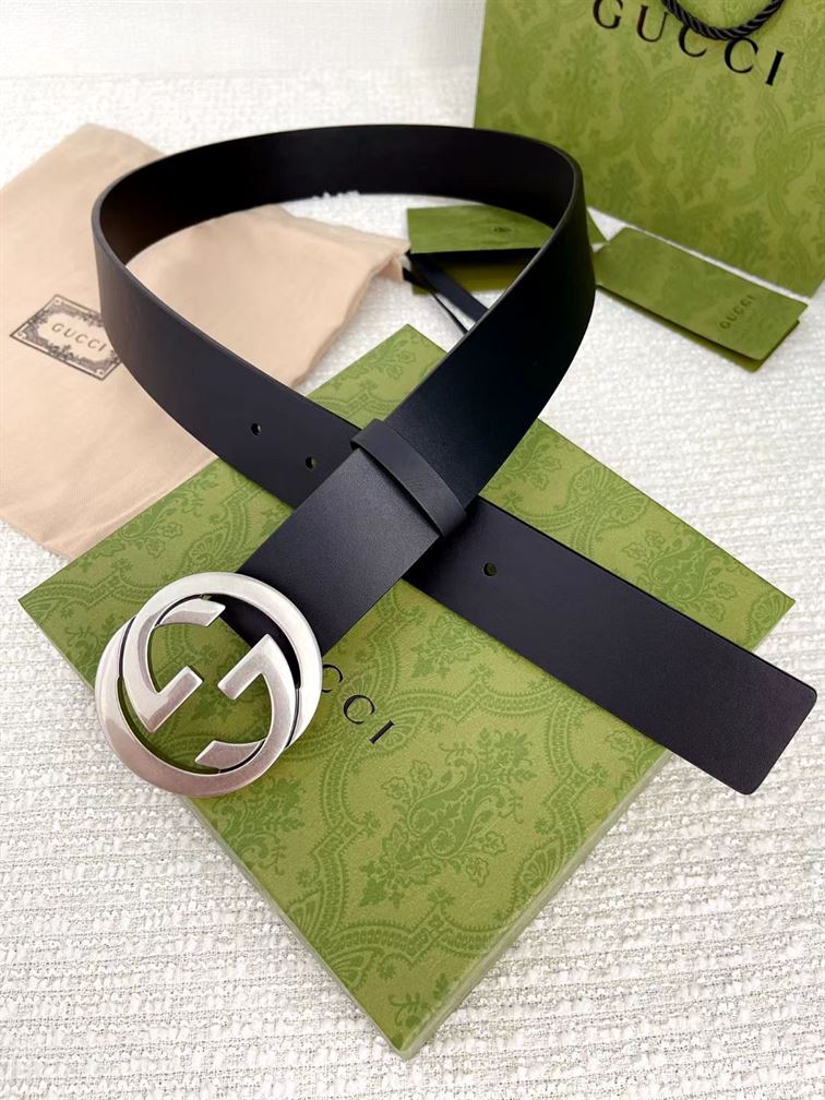 GUCCI LEATHER BELT WITH INTERLOCKING G – GB002