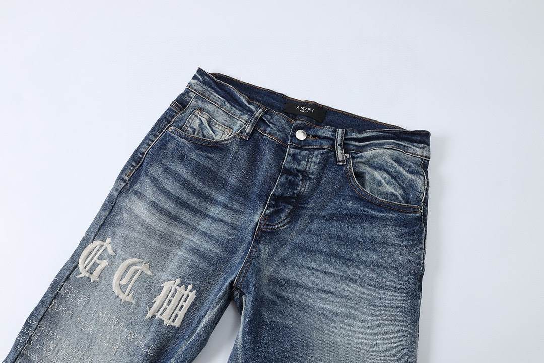 Amiri Blue Embroider White Jeans – AMIJ043