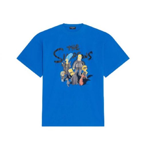 BALENCIAGA MEN’S THE SIMPSONS TM  20TH TELEVISION T-SHIRT OVERSIZED IN INDIGO – BAS006