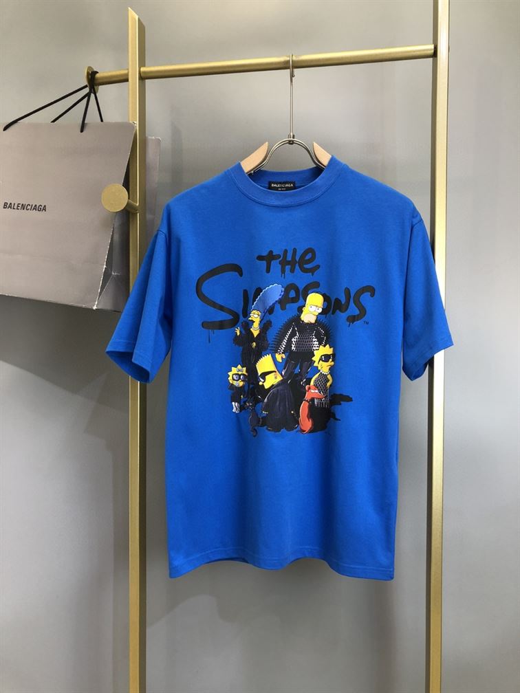 BALENCIAGA MEN’S THE SIMPSONS TM  20TH TELEVISION T-SHIRT OVERSIZED IN INDIGO – BAS006