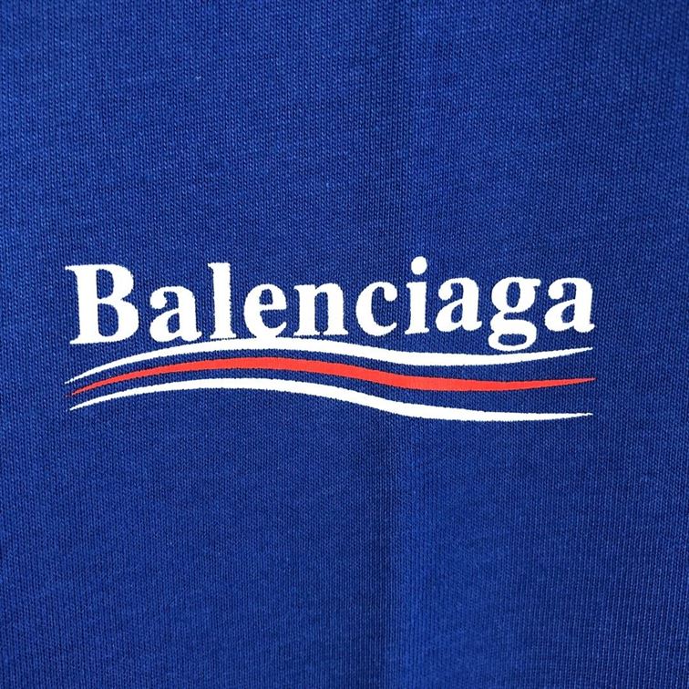 BALENCIAGA MEN’S POLITICAL CAMPAIGN T-SHIRT LARGE FIT IN PACIFIC BLUE – BAS003