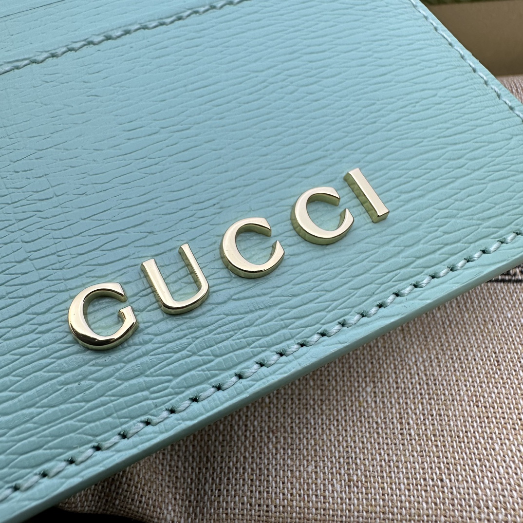 GREEN CALFSKIN LEATHER CARD CASE WITH SCRIPT- WLG040