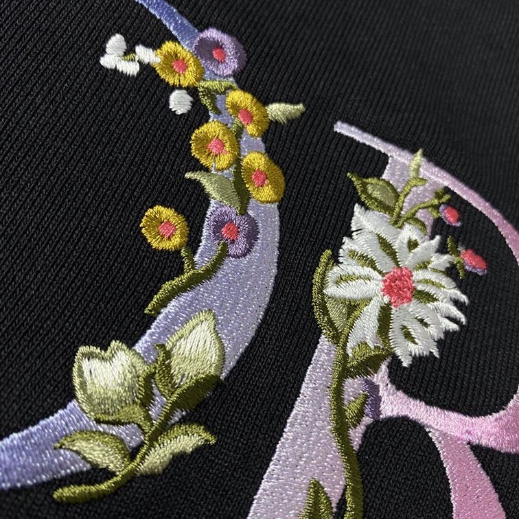 DIOR FLOWERS EMBROIDERED HOODIE BLACK – DOS008