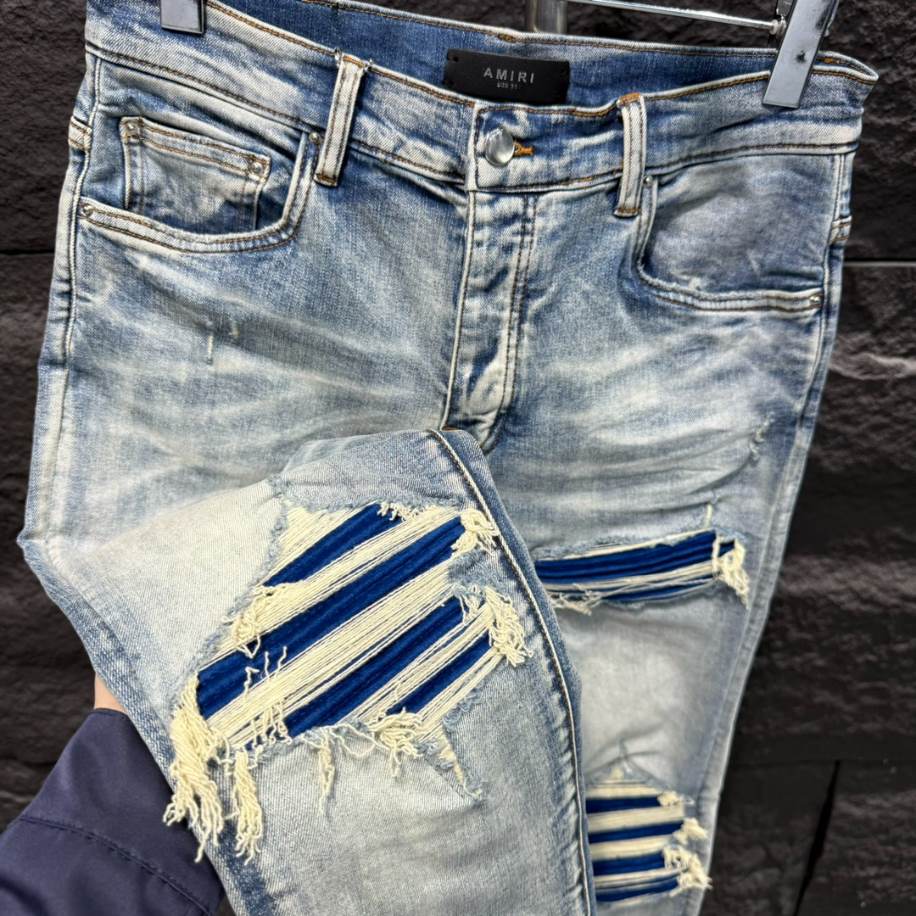 Amiri Ripp Blue White Jeans – AMIJ025