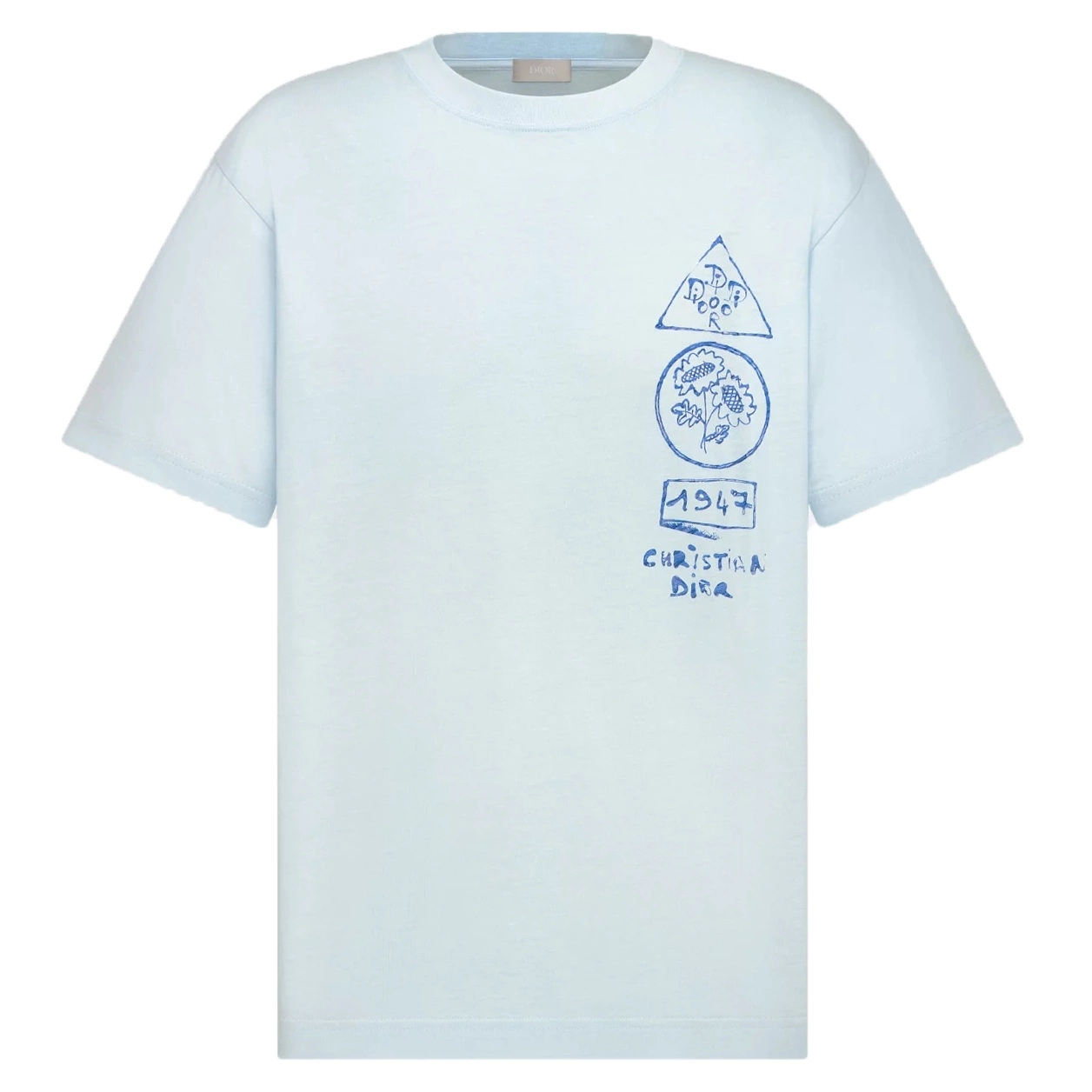 DI0R AND HYLTON NEL T-SHIRT, RELAXED FIT BLUE COTTON JERSEY – DOT055