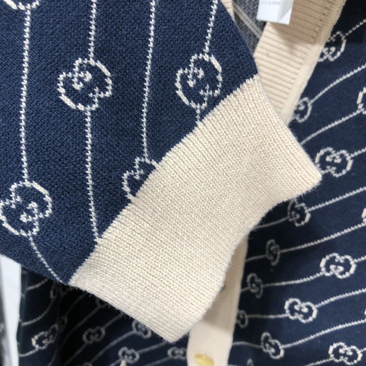 GUCCI NAVY & OFF-WHITE GG JACQUARD CARDIGAN – GCJ003