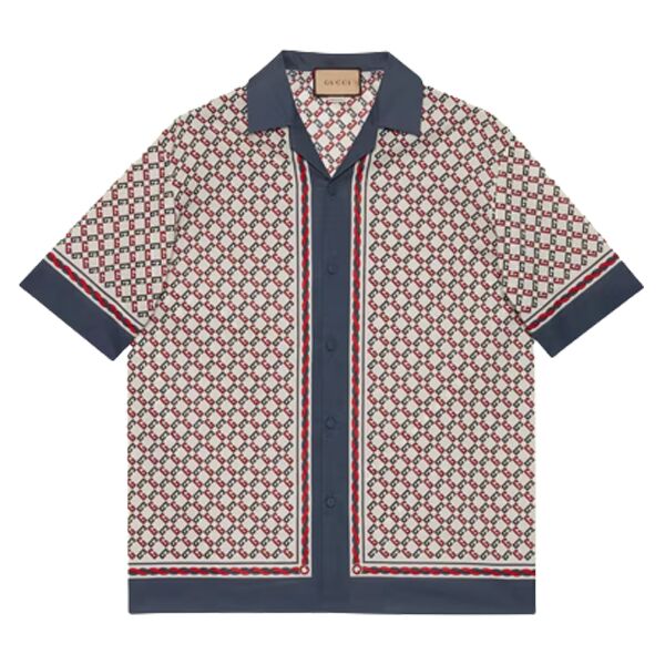GUCCI GEOMETRIC G PRINT MUSLIN BOWLING SHIRT – GGS023