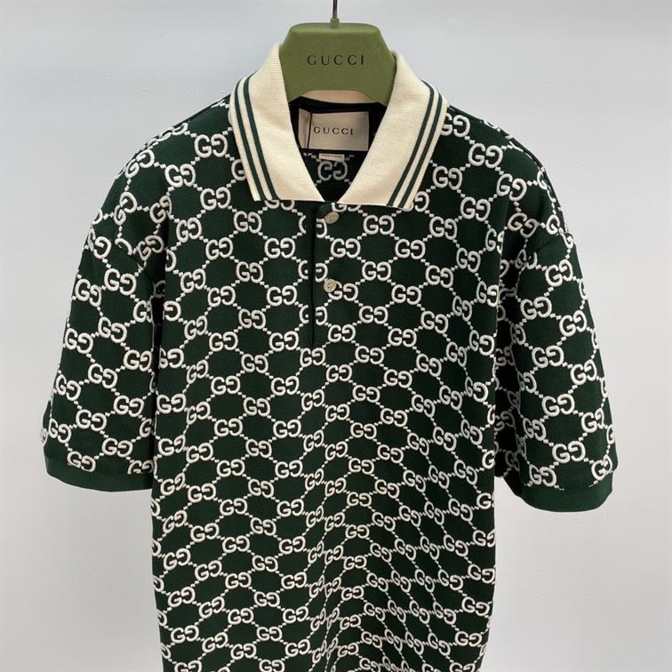 GUCCI NOJUM GG STRECH COTTON POLO IN GREEN – GGS012