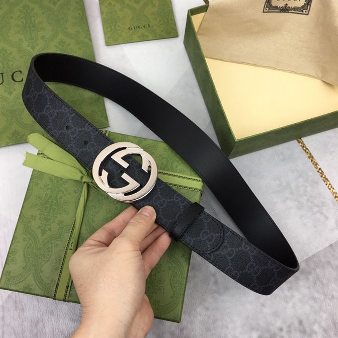 GUCCI MEN’S BLACK GG SUPREME BELT WITH G BUCKLE – GB003