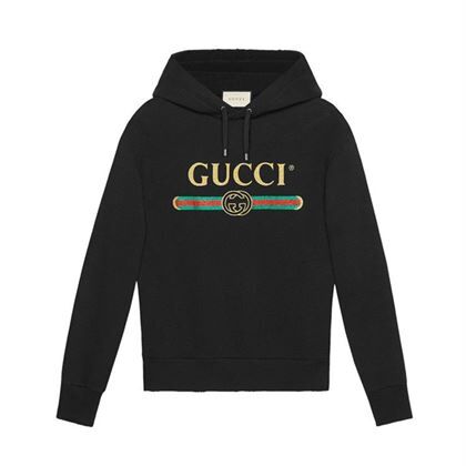 GUCCI BLACK VINTAGE LOGO COTTON SWEATSHIRT HOODED – GCK006