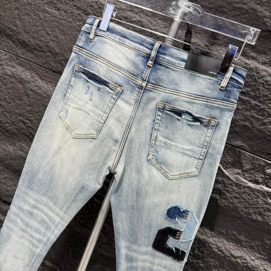 Amiri Men Varsity Ripped Blue Jeans – AMIJ016