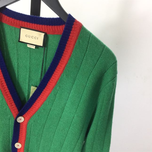 GUCCI WEB-STRIPE WOOL CARDIGAN GREEN – GCK040