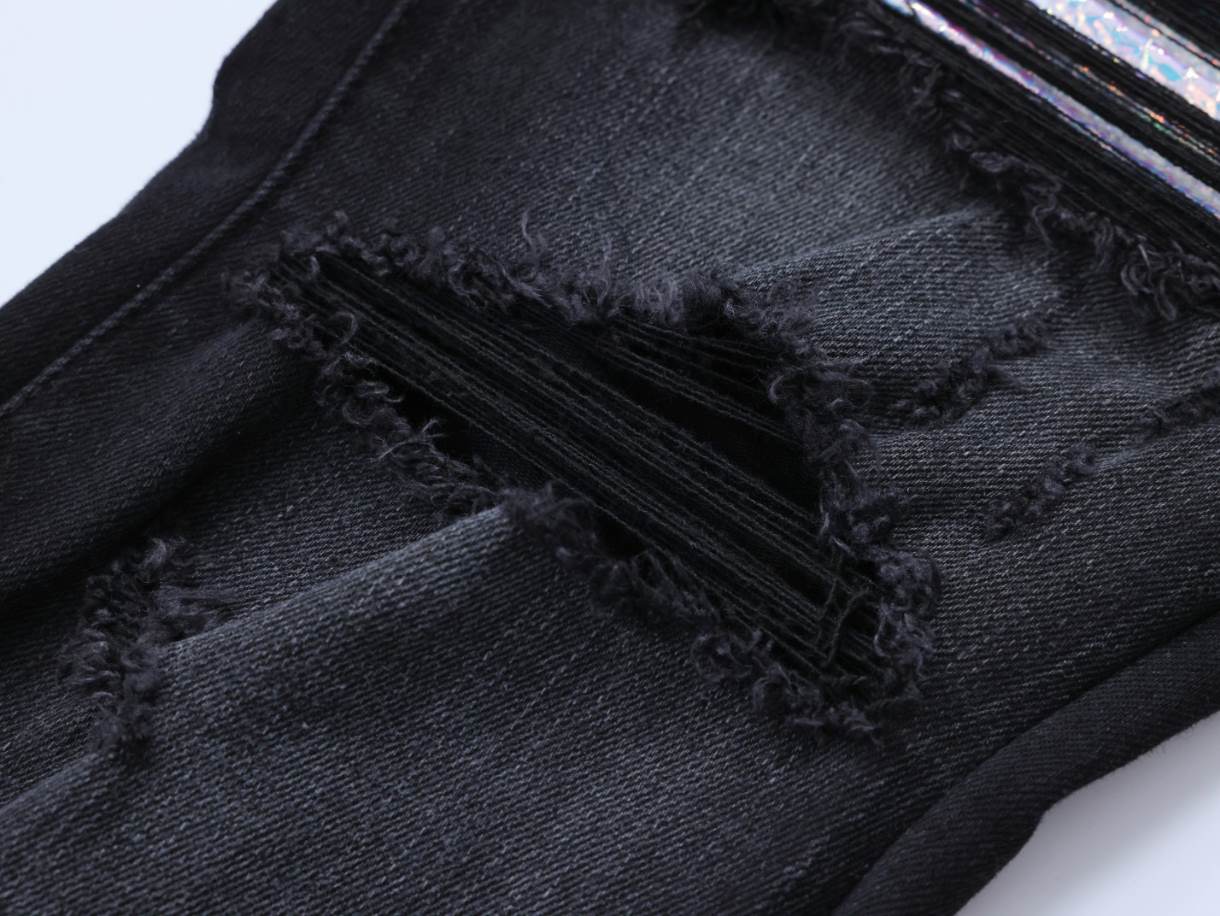 Amiri Ripp Blue Embroider Black Jeans – AMIJ044