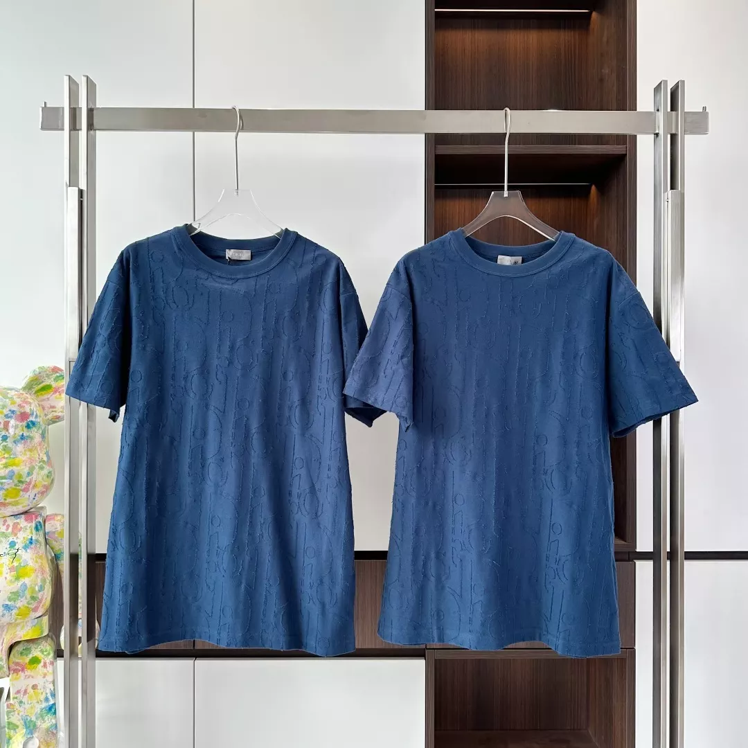 DIOR OBLIQUE T-SHIRT, RELAXED FIT DEEP BLUE COTTON JERSEY – DOT041