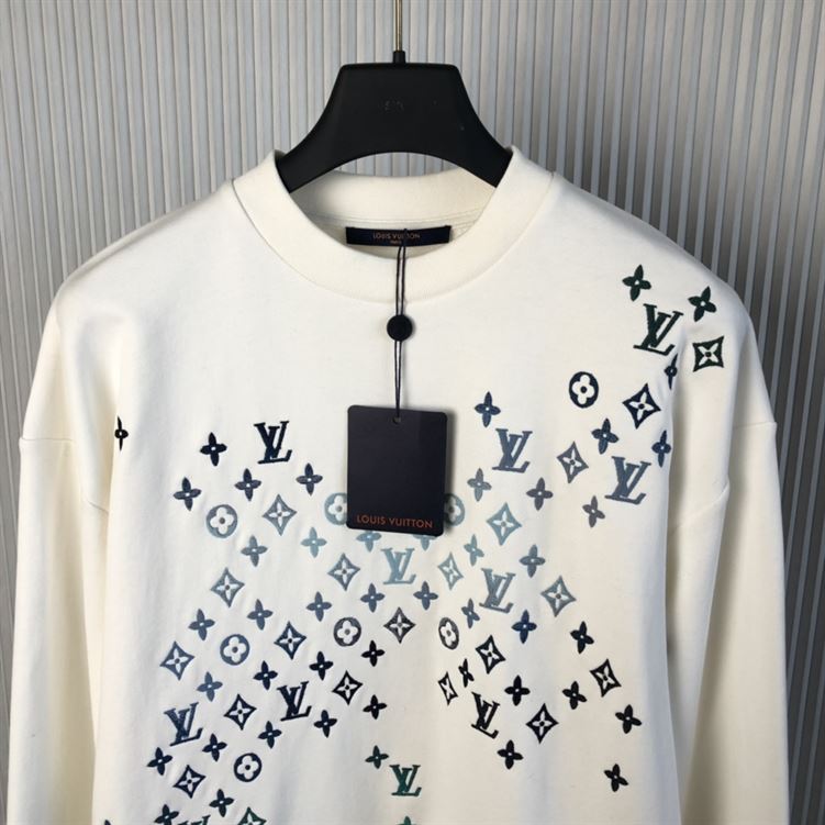 LOUIS VUITTON EMBROIDERED COTTON SWEATSHIRT MILK WHITE – LH065