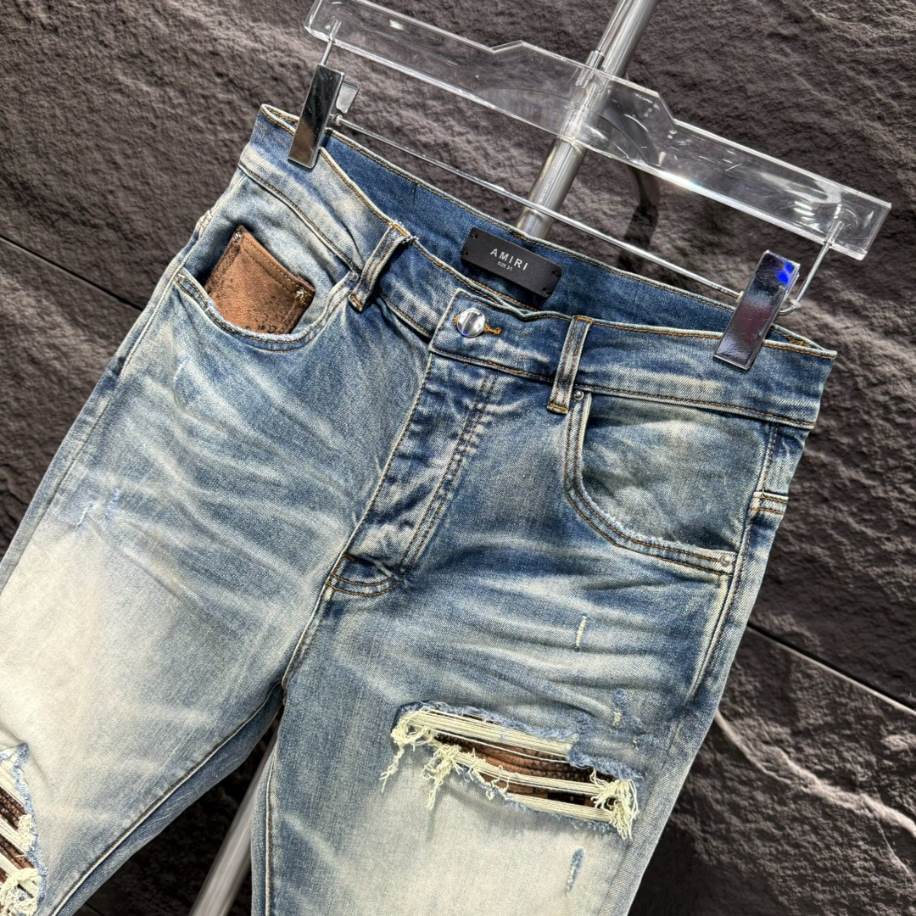 Amiri Ripp Brown Blue Jeans – AMIJ028