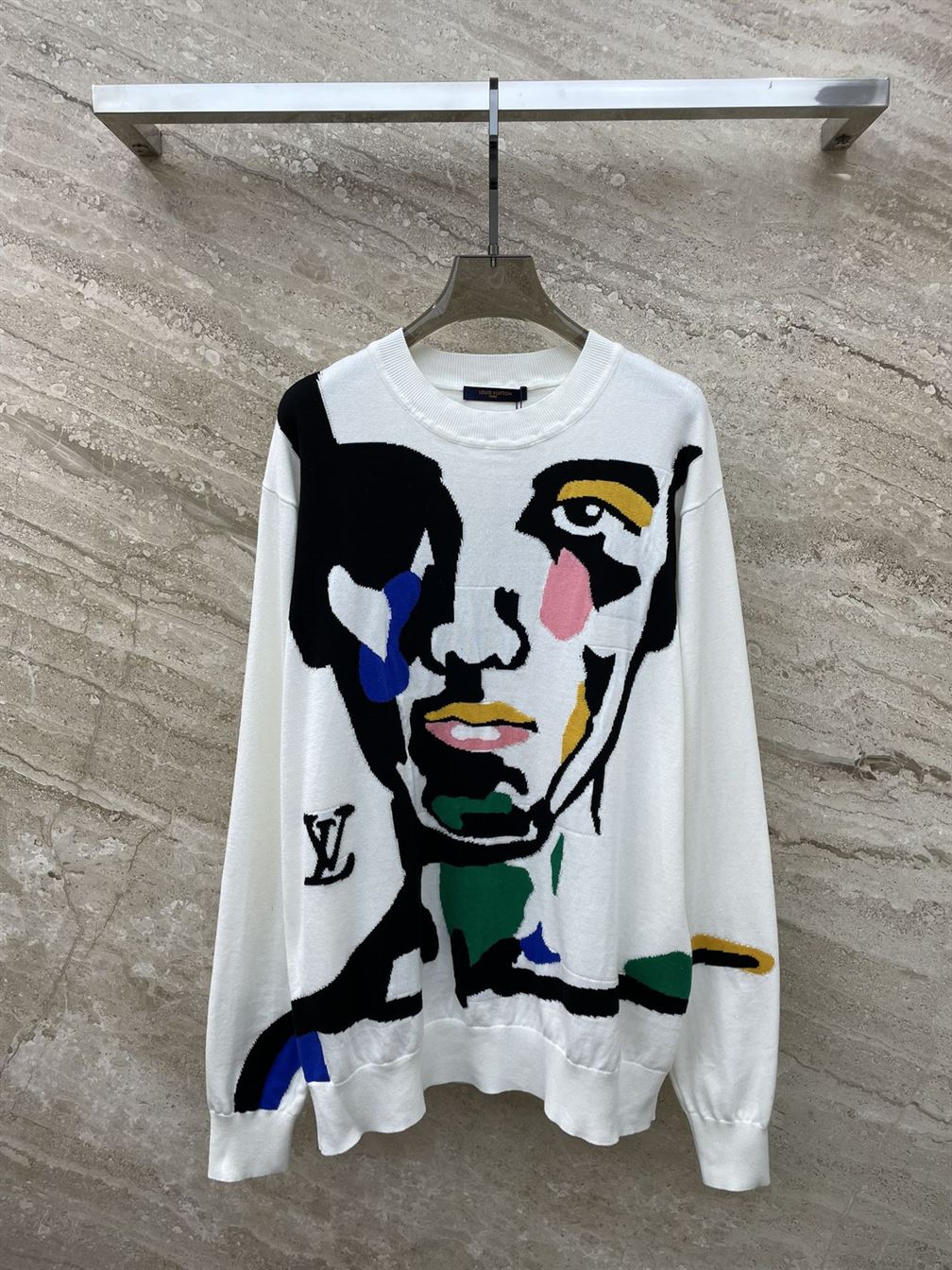 LOUIS VUITTON INTARSIA CASHMERE WOOL CREWNECK – LVH056