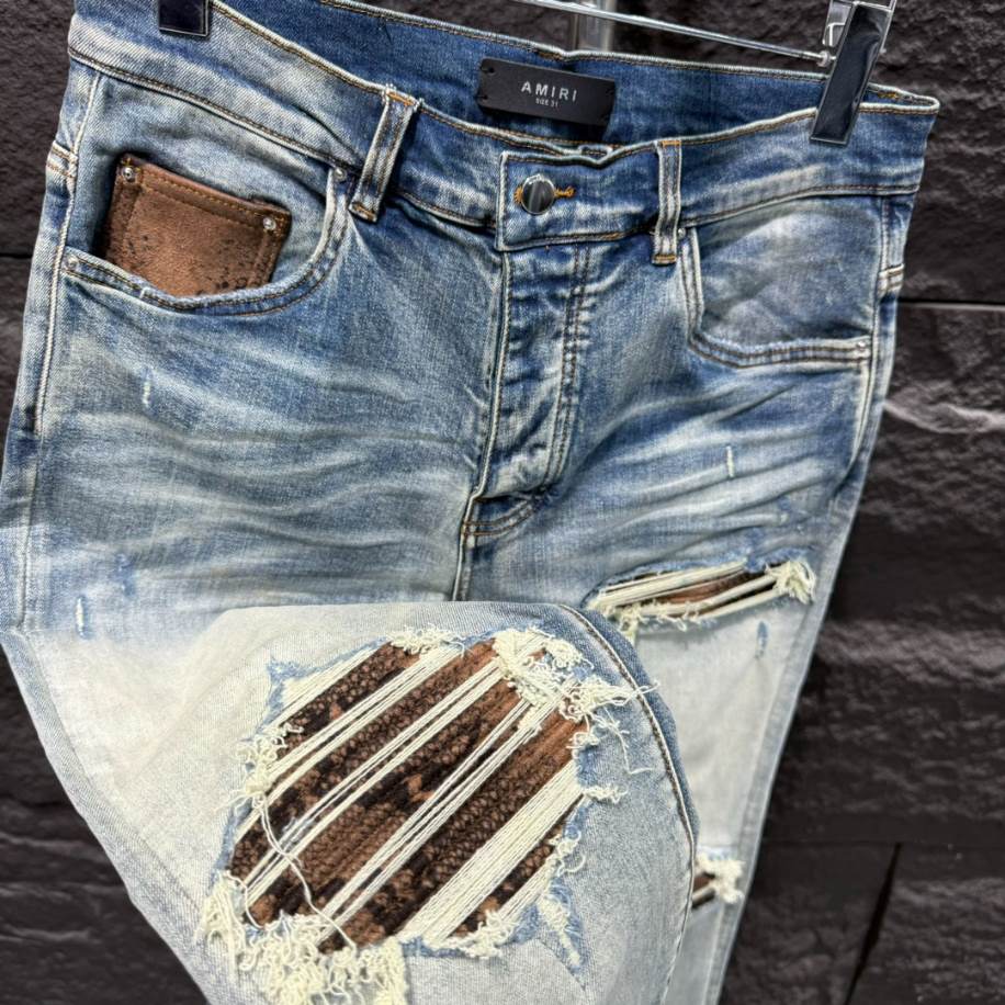 Amiri Ripp Brown Blue Jeans – AMIJ028