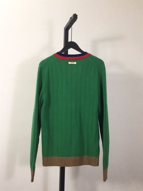 GUCCI WEB-STRIPE WOOL CARDIGAN GREEN – GCK040