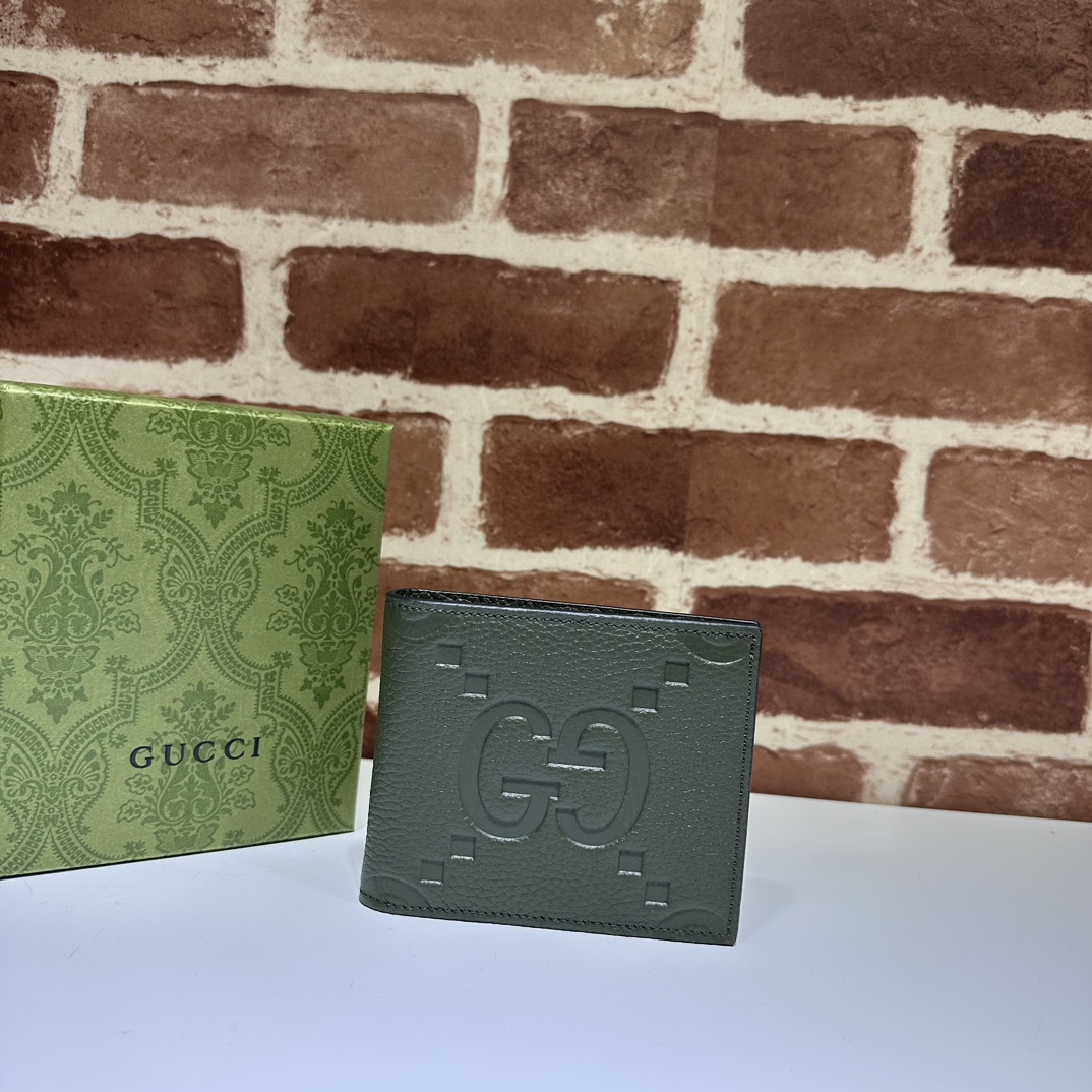 GUCCI JUMBO GG LOGO WALLET DARK OLIVE GREEN- WLG022