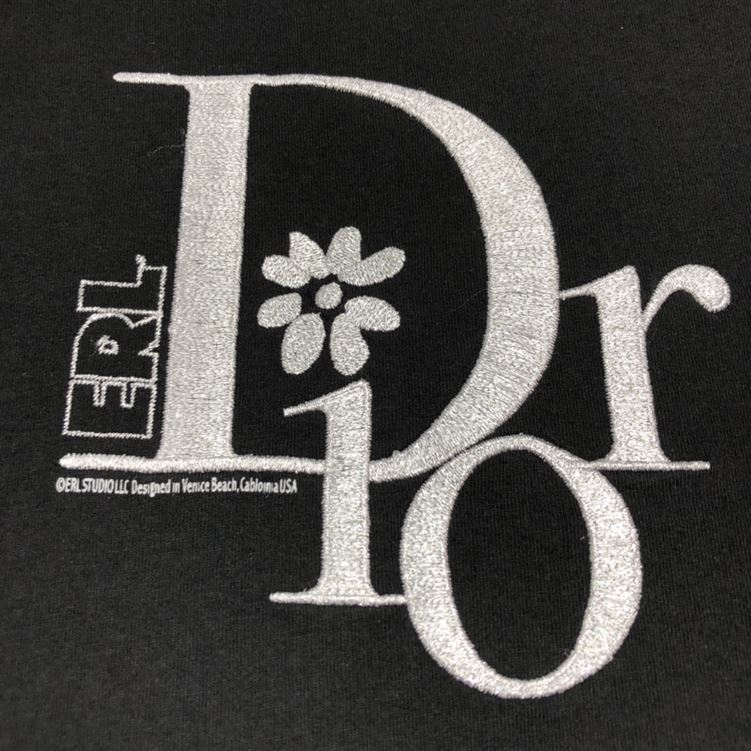 DIOR RELAXED-FIT DIOR BY ERL T-SHIRT BLACK SLUB COTTON JERSEY – DOT022