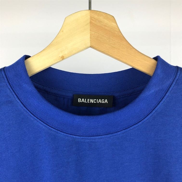 BALENCIAGA MEN’S POLITICAL CAMPAIGN T-SHIRT LARGE FIT IN PACIFIC BLUE – BAS003