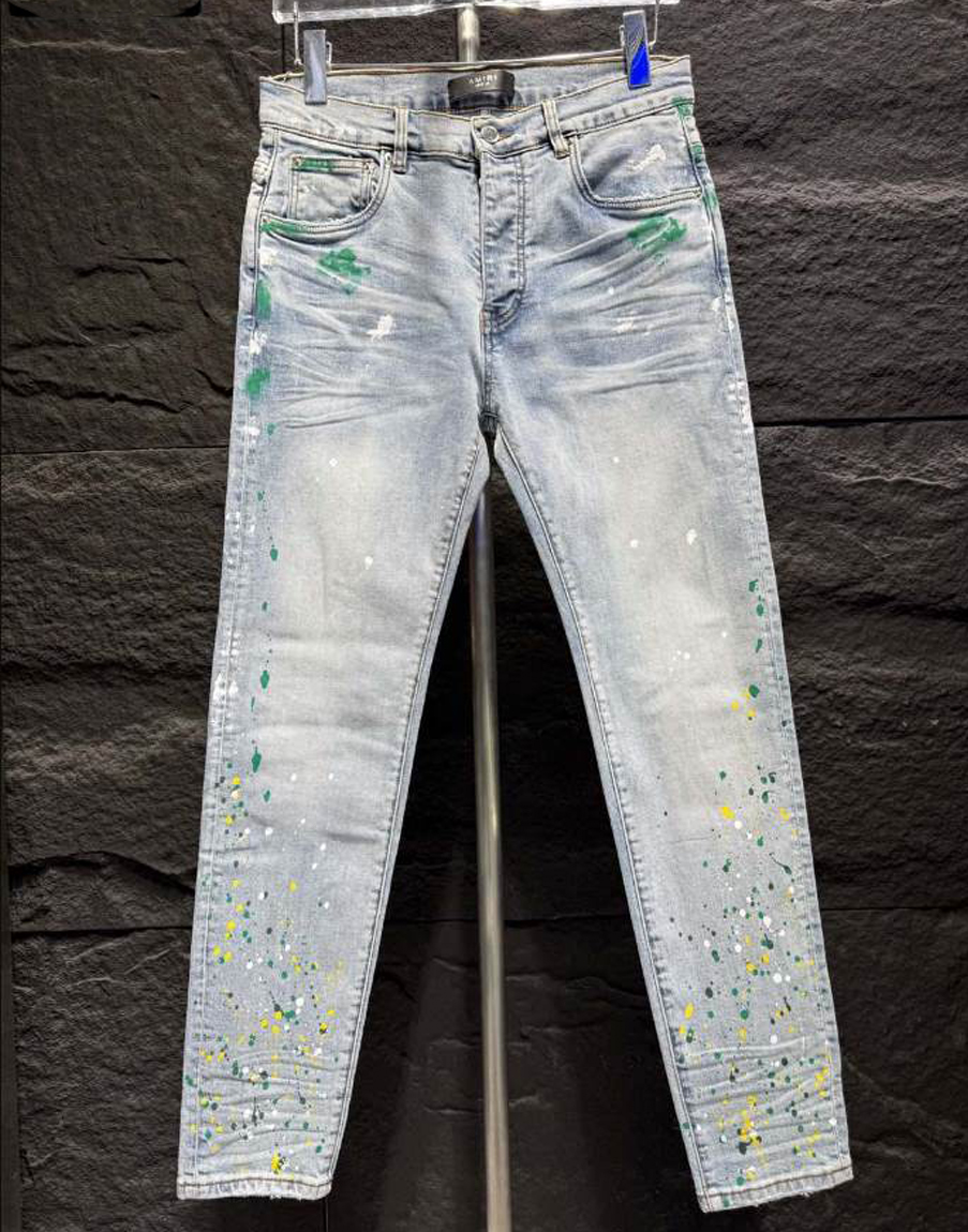 Amiri Paint Splatter Green Yellow Jeans – AMIJ035