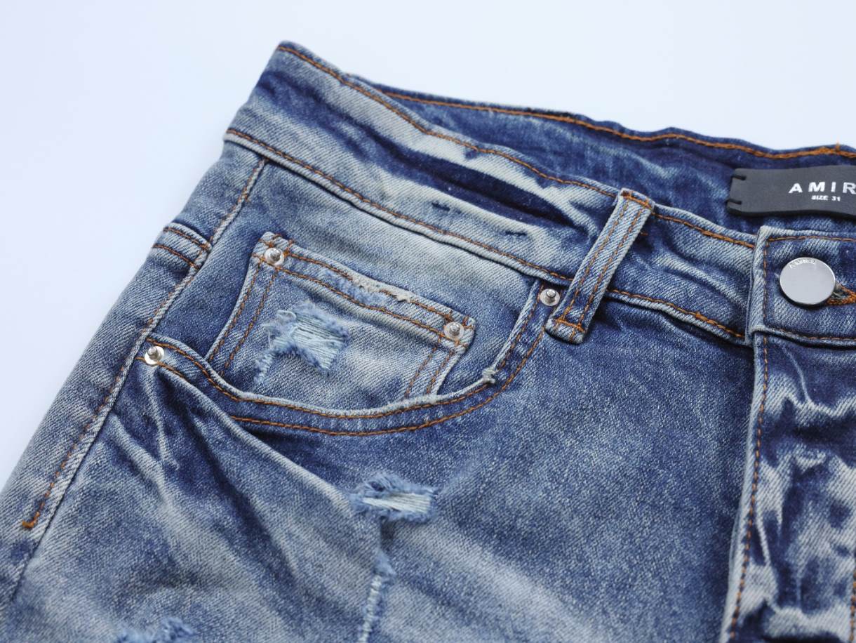 Amiri Distressed Blue Rip Jeans – AMIJ046