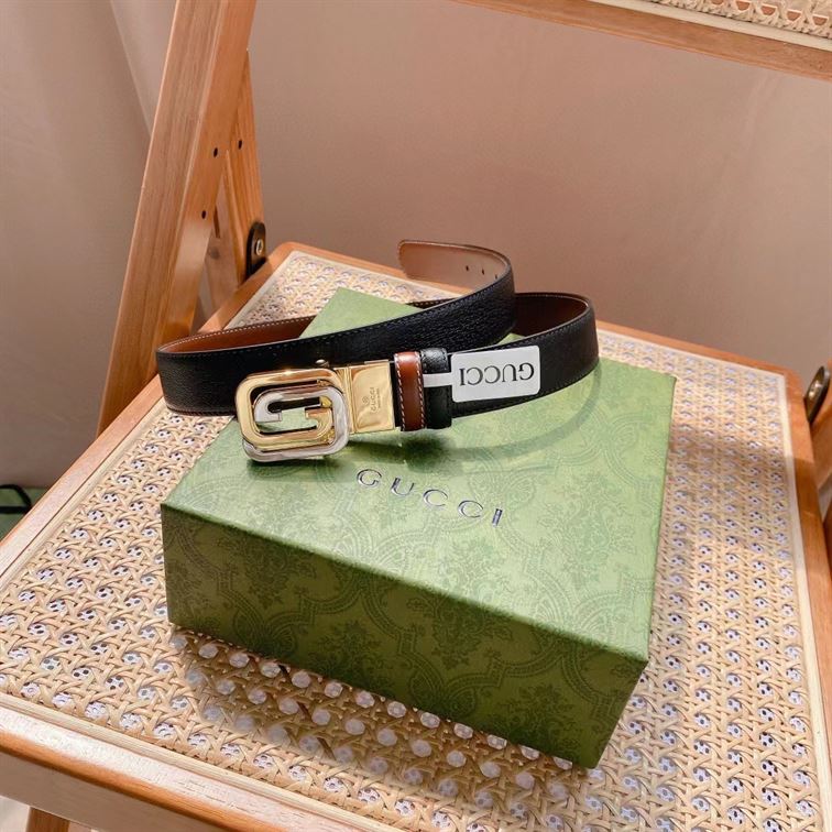 GUCCI REVERSIBLE BELT WITH SQUARED INTERLOCKING G – GB021