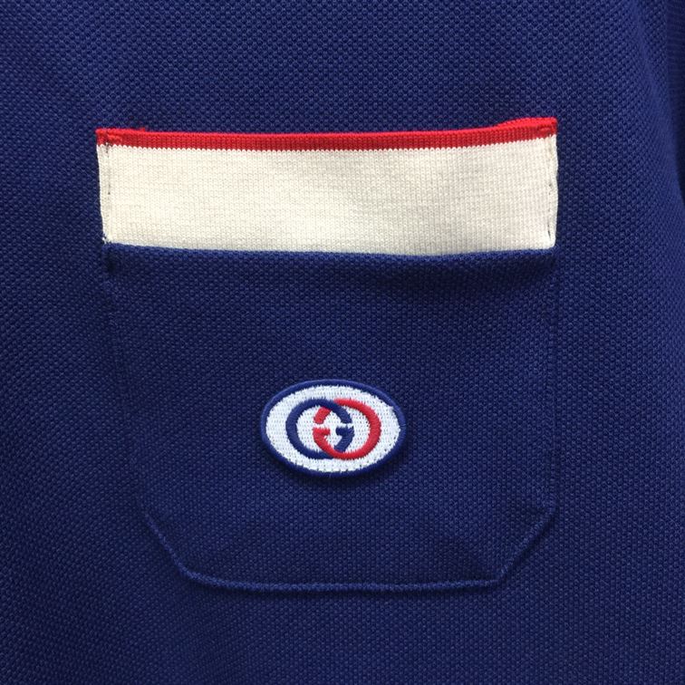 GUCCI POLO GG LOGO PATCH NAVY – GGS027
